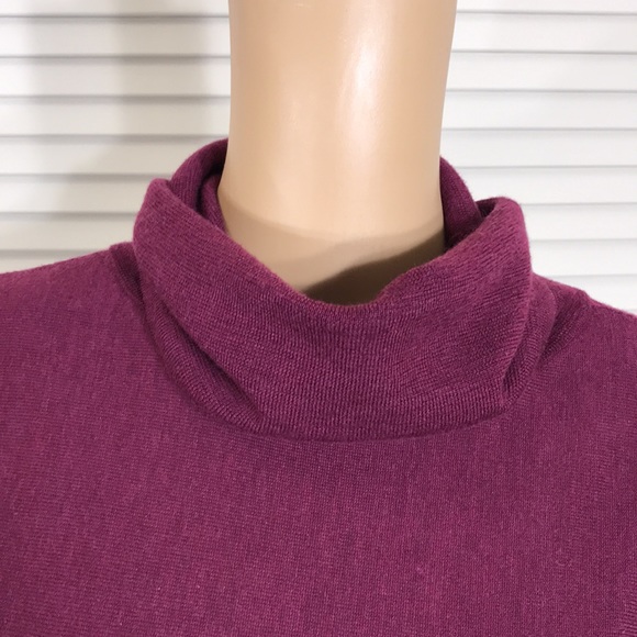 Eileen Fisher Purple Merino Wool Asymmetric Turtleneck Large - Picture 3 of 13